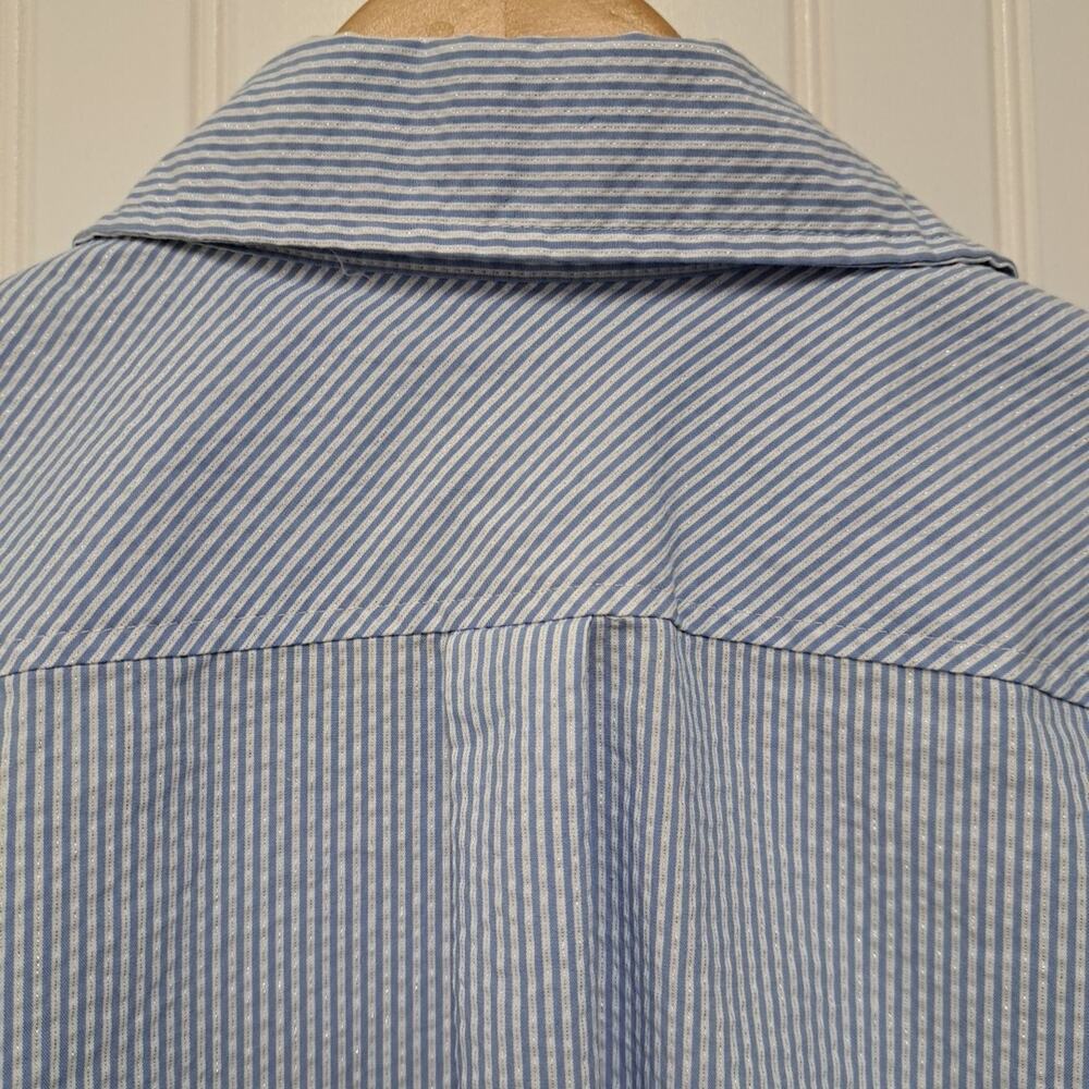 Ava & Viv Long Sleeve Shirt Womens 1X Blue White Striped Button Up Top Coastal - Picture 8 of 14